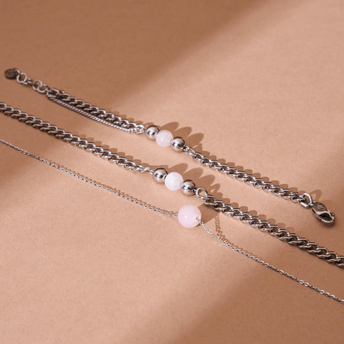 Rose Quartz x Silver | Gemstone Chain Bracelet